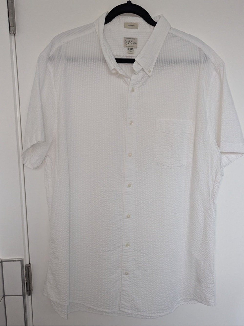 J. Crew White Seersucker Short-Sleeve Button-Down Shirt